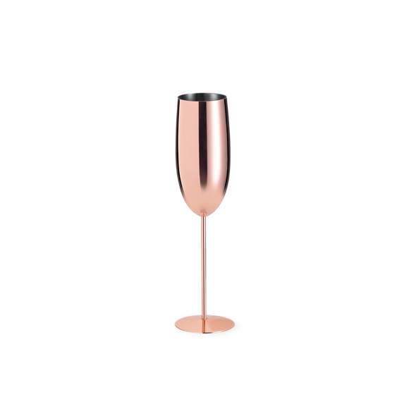 Set de copas de 270ml de capacidad y sofisticado diseño. Fabricadas en acero inoxidable, con recubrimiento de cobre galvanizado y acabado brillo. Presentadas en exclusiva caja individual de diseño negra.