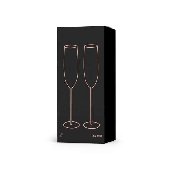 Set de copas de 270ml de capacidad y sofisticado diseño. Fabricadas en acero inoxidable, con recubrimiento de cobre galvanizado y acabado brillo. Presentadas en exclusiva caja individual de diseño negra.