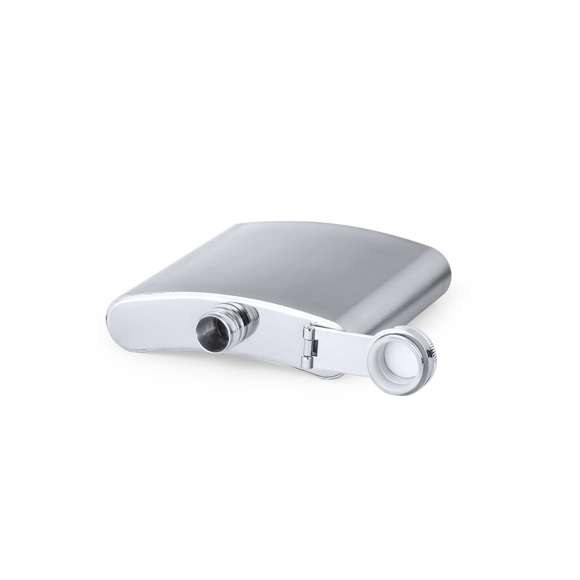 Petaca de 175 ml de capacidad con cuerpo de acero inox y tapón de seguridad a rosca. De diseño ergonómico para guardar cómodamente en el bolsillo. Presentada en caja individual de diseño eco en cartón kraft.
