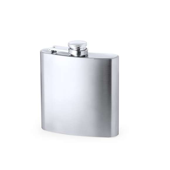 Petaca de 175 ml de capacidad con cuerpo de acero inox y tapón de seguridad a rosca. De diseño ergonómico para guardar cómodamente en el bolsillo. Presentada en caja individual de diseño eco en cartón kraft.