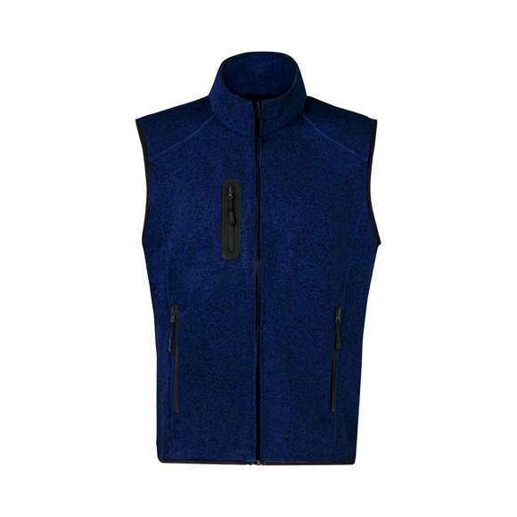 Chaleco de elegante diseño bitono en cálido y suave polar fleece de 280g/m2, con tratamiento anti-pilling, disponible en distintos colores. Cremallera central, bolsillos laterales y práctico bolsillo en el pecho, con cierres reforzados y tiradores en color negro. Con costuras laterales de aspecto moderno que aseguran un ajuste perfecto. Disponible en tallas XS, S, M, L, XL, XXL.