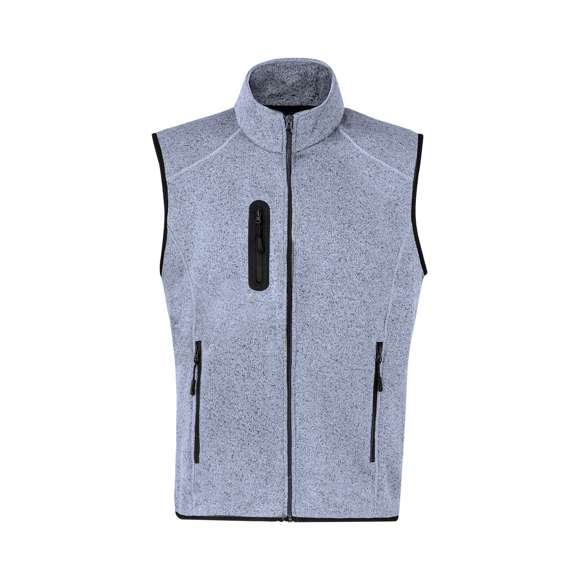 Chaleco de elegante diseño bitono en cálido y suave polar fleece de 280g/m2, con tratamiento anti-pilling, disponible en distintos colores. Cremallera central, bolsillos laterales y práctico bolsillo en el pecho, con cierres reforzados y tiradores en color negro. Con costuras laterales de aspecto moderno que aseguran un ajuste perfecto. Disponible en tallas XS, S, M, L, XL, XXL.