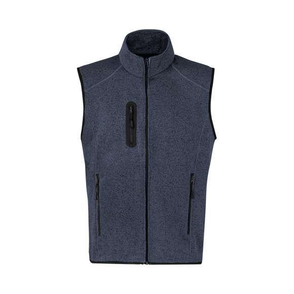 Chaleco de elegante diseño bitono en cálido y suave polar fleece de 280g/m2, con tratamiento anti-pilling, disponible en distintos colores. Cremallera central, bolsillos laterales y práctico bolsillo en el pecho, con cierres reforzados y tiradores en color negro. Con costuras laterales de aspecto moderno que aseguran un ajuste perfecto. Disponible en tallas XS, S, M, L, XL, XXL.