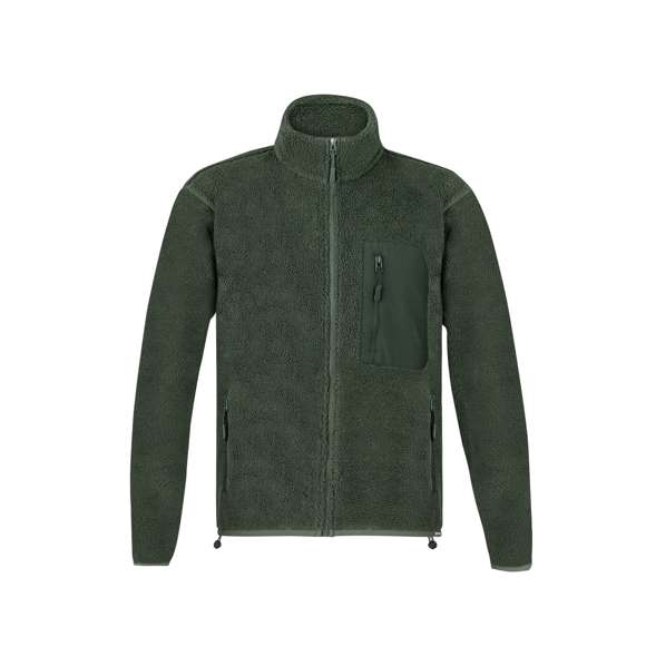 Chaqueta en cálido material sherpa RPET de 450g/m2, con interior de forro polar en color a juego. De suave tacto y estilo borrego. Bolsillo en pecho de poliéster RPET con cierre de cremallera y tirador a juego. Con cremallera central invertida en nailon y bolsillos laterales con tiradores de color a juego, que agregan un estilo único. Incluye distintivo eco en dobladillo inferior de la prenda.Disponible varios colores y en tallas XS, S, M, L, XL, XXL.
