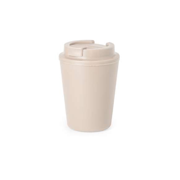 Vaso térmico fabricado en resistente PP de doble pared y 300ml de capacidad de color mate. Tapa con dosificador y abrefácil, libre de BPA. Es ideal para tener en tu escritorio, mesa o en cualquier superficie donde disfrutar tranquilamente de tu bebida favorita. Con certificación Food Grade, garantizando la seguridad cuando los alimentos entran en contacto con el material usado para fabricar el producto. El PP reciclado es un plástico reciclado y altamente reciclable, de gran resistencia y apto para multitud de aplicaciones.
