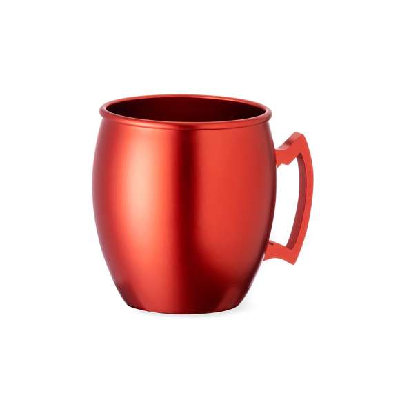 Taza de 540 ml de capacidad fabricada en aluminio. Con innovador diseño de asa y disponible en variada gama de colores metalizados. Presentada en atractiva caja individual de diseño kraft.