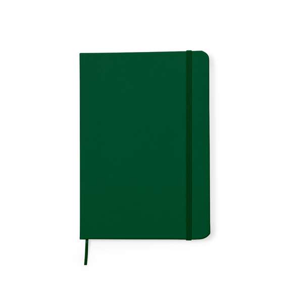 Bloc de notas con tapas rígidas fabricadas en polipiel reciclada en distintos colores. Interior con 100 hojas de disposición a una raya. Incluye elástico de cierre del mismo color. Con distintivo Polipiel Reciclada. Presentado en bolsa individual reciclada.La polipiel destaca por su resistencia y elasticidad. Este material reciclado y reciclable es una opción sostenible que rescata las fibras desechadas en los procesos de fabricación, minimizando así el desperdicio de material y contribuyendo a su vez a reducir el impacto ambiental, manteniendo a la vez sus propiedades originales.