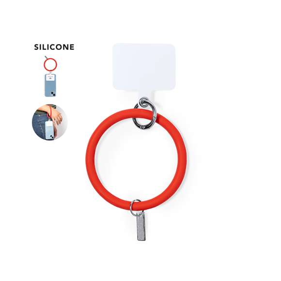 Original pulsera portamóvil en flexible silicona, adaptable para todo tipo de muñecas. Con accesorio de transporte para situar entre la funda y el smartphone. Con accesorio metálico especial para marcar en láser y amplia zona de marcaje en PP. Disponible en variada gama de colores.