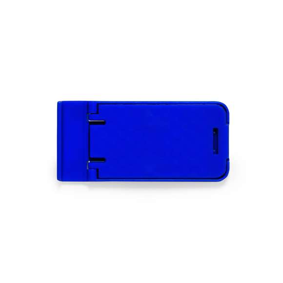 Soporte para smartphone y tablet fabricado en resistente PP. De diseño compacto y plegable para poder llevarlo a cualquier lado. Con distintas posiciones de inclinación. Disponible en amplia gama de colores. Presentado en bolsa individual reciclada.
