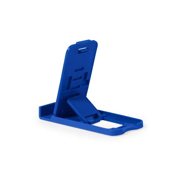 Soporte para smartphone y tablet fabricado en resistente PP. De diseño compacto y plegable para poder llevarlo a cualquier lado. Con distintas posiciones de inclinación. Disponible en amplia gama de colores. Presentado en bolsa individual reciclada.