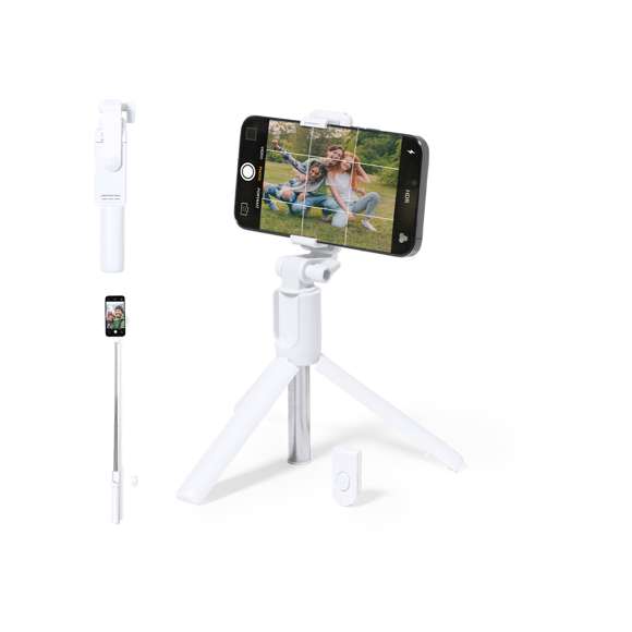 Trípode fotográfico para smartphones de acero inox. Innovador diseño extensible con hasta 5 posiciones para capturar imágenes desde cualquier ángulo. Incluye disparador remoto.Modelo plegable, de compacto tamaño y diseño ergonómico para fácil transporte y superficie antideslizante para sujetar fácilmente el selfie stick.Presentado en caja de diseño kraft. Disponible manual de instrucciones en español e inglés.