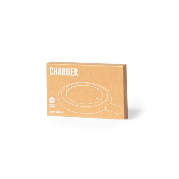 Cargador inalámbrico 15W de diseño circular. Base antideslizante y compatible con dispositivos equipados con tecnología de carga Qi. Diseñado para la carga de smartphone, auriculares y smartwatch. Presentado en atractiva caja de diseño kraft. Disponible manual en español e inglés.