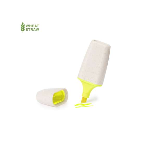 Original y práctico marcador fluorescente fabricado en caña de trigo y ABS. Marcador en color amarillo fluorescente.La caña de trigo fomenta la utilización de materias primas naturales, reduciendo así las emisiones contaminantes.