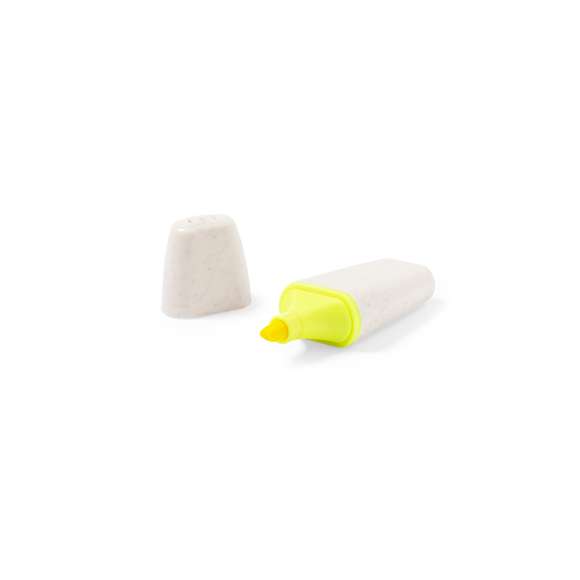 Original y práctico marcador fluorescente fabricado en caña de trigo y ABS. Marcador en color amarillo fluorescente.La caña de trigo fomenta la utilización de materias primas naturales, reduciendo así las emisiones contaminantes.
