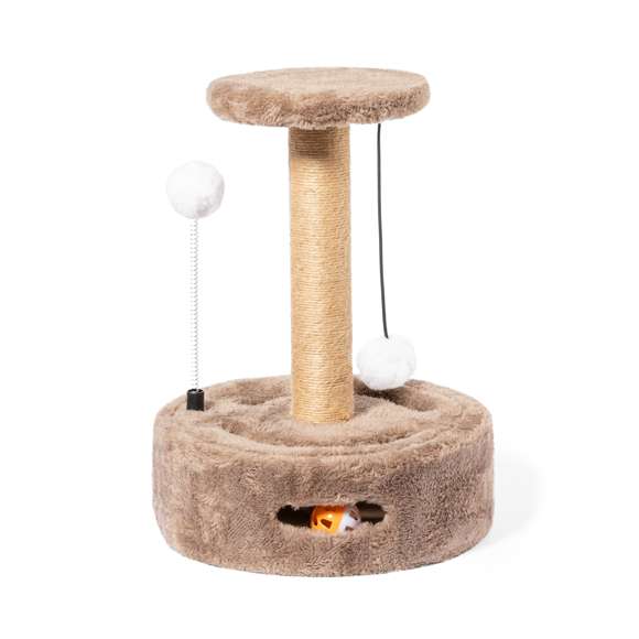 Divertido parque de juegos para mascotas. Original recreo para mascotas, incluye una base con huecos para esconder sorpresas únicas que descubrirán jugando. Incluye un relajante rascador y dos pelotas para una diversión continua. También es perfecto para el descanso gracias a su forro de suave pelo. Presentado en una caja individual kraft.