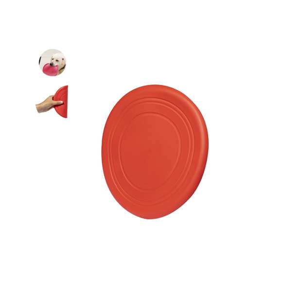 Frisbee para mascotas fabricado en suave TPR. Diseñado para la diversión activa con mascotas. Es ligero, flexible y fácil de lanzar por su fabricación en resistente TPR proporcionando una experiencia de juego duradera. En vivos colores y presentado en bolsa de papel reciclado.
