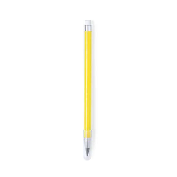 Lápiz eterno fabricado en resistente ABS. Reutilizable y con escritura infinita, para usar siempre el mismo lápiz y no generar residuos. Incluye goma de borrar en la parte superior del lápiz, capucha para proteger la punta, con estilo elegante combinando elementos de colores con elementos en plata. Disponible en una amplia gama de colores.