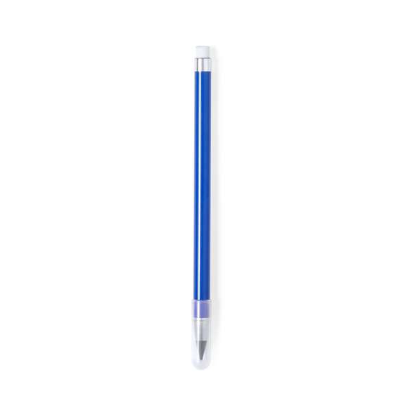Lápiz eterno fabricado en resistente ABS. Reutilizable y con escritura infinita, para usar siempre el mismo lápiz y no generar residuos. Incluye goma de borrar en la parte superior del lápiz, capucha para proteger la punta, con estilo elegante combinando elementos de colores con elementos en plata. Disponible en una amplia gama de colores.