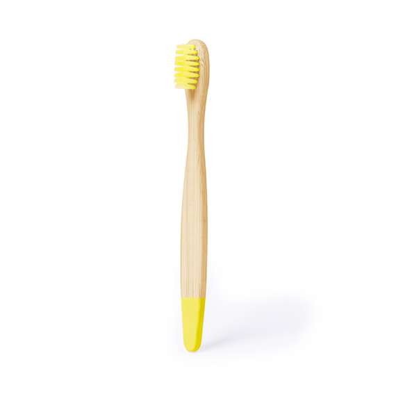 Cepillo de dientes fabricado en bambú. Para los más pequeños de casa, con cerdas y puntas en divertidos colores. Presentado individualmente en caja kraft. Materiales como el bambú fomentan la utilización de materias primas naturales, reduciendo las emisiones contaminantes. Proviene de una planta de gran resistencia y versatilidad, con crecimiento y regeneración rápidos, siendo una excelente alternativa al uso de madera tradicional.