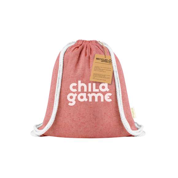 Mochila de cuerdas en material 100% algodón reciclado de 120 g/m2. Cuerdas autocierre en algodón, con logotipo eco en etiqueta lateral y disponible en variada gama de colores nature. Resistencia hasta 4kg de peso.