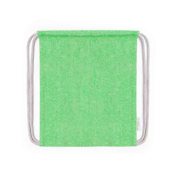 Mochila de cuerdas en material 100% algodón reciclado de 120 g/m2. Cuerdas autocierre en algodón, con logotipo eco en etiqueta lateral y disponible en variada gama de colores nature. Resistencia hasta 4kg de peso.