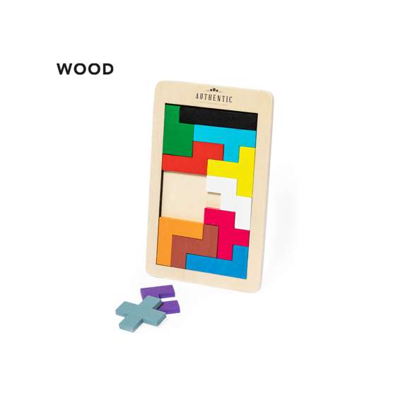 Juego de habilidad fabricado en madera. Contiene 12 piezas poligonales fabricadas en suave madera y pintadas en divertidos colores. Permite formar diversas figuras gracias a las diferentes formas de las piezas, pudiendo guardarlas cómodamente en su base fabricada también en madera.