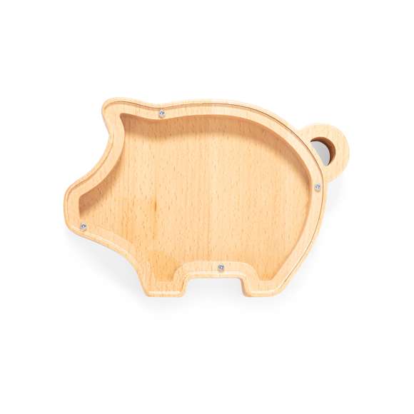 Encantadora hucha con la silueta de un cerdito combinando diseño y funcionalidad, para hacer del ahorro una experiencia alegre, viendo por su ventana de metacrilato como suben los ingresos. Presentado individualmente en caja de diseño kraft.