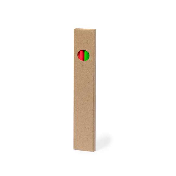 Set de 4 lápices en caja de cartón reciclada con ventana. Lápices de madera con cuerpo cilíndrico en variados colores fluor y minas en divertidos colores.