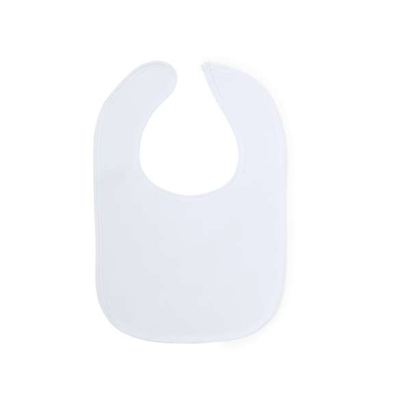 Práctico babero infantil confeccionado en algodón, con cierre de velcro para un mejor ajuste de color blanco.