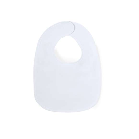 Práctico babero infantil confeccionado en algodón, con cierre de velcro para un mejor ajuste de color blanco.