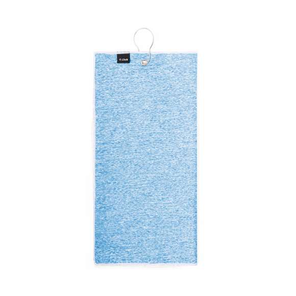Toalla de golf fabricada en RPET, absorbente y suave con dimensiones de 40x60 cm. En el centro, incorpora una argolla reforzada y un mosquetón de acople, ambos elaborados en acero inox. Con logotipo RPET en etiqueta.El material RPET se elabora a partir de plástico reciclado, para así fomentar la reutilización de residuos plásticos y ayudar a la sostenibilidad del planeta.