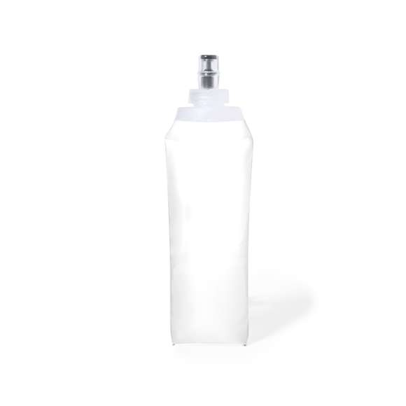 Bidón plegable de 500 ml, práctico y versátil. Su cuerpo flexible de acabado mate permite plegarlo para un almacenamiento cómodo y sencillo. Incluye un dosificador con tapón, y está libre de BPA.
