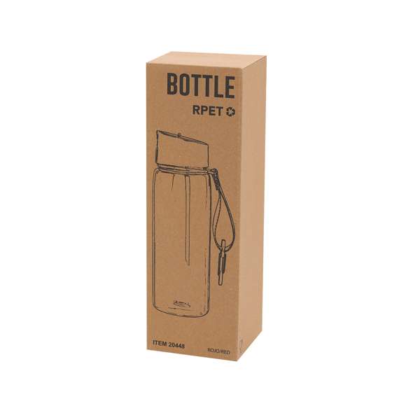 Bidón de 800 ml fabricado en resistente RPET y cuerpo de acabado transparente en variada gama de colores. Tapón negro de rosca, con dosificador y dosificador plegable. Con cinta de transporte a juego y mosquetón metálico para un cómodo transporte. Disponible en variada gama de colores.El material RPET se elabora a partir de plástico reciclado, para así fomentar la reutilización de residuos plásticos y ayudar a la sostenibilidad del planeta.