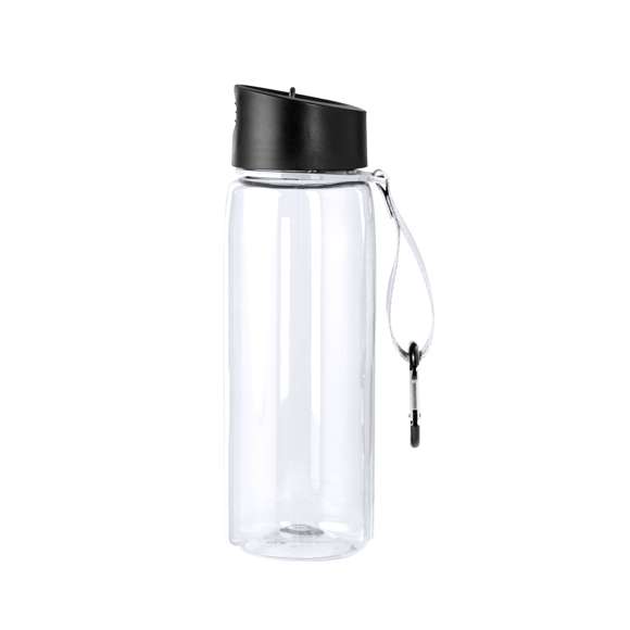 Bidón de 800 ml fabricado en resistente RPET y cuerpo de acabado transparente en variada gama de colores. Tapón negro de rosca, con dosificador y dosificador plegable. Con cinta de transporte a juego y mosquetón metálico para un cómodo transporte. Disponible en variada gama de colores.El material RPET se elabora a partir de plástico reciclado, para así fomentar la reutilización de residuos plásticos y ayudar a la sostenibilidad del planeta.