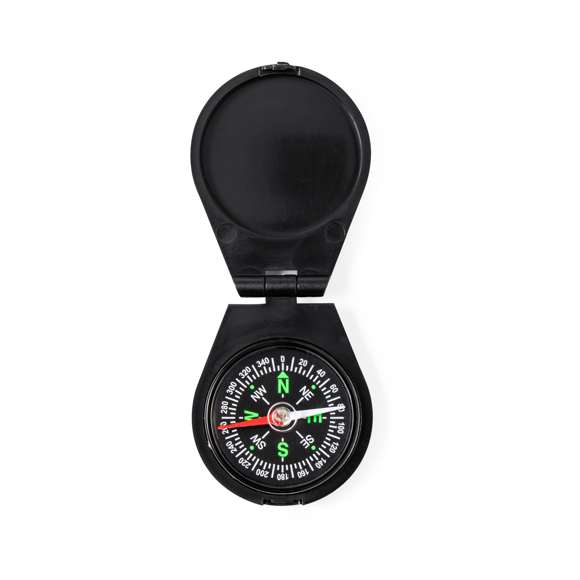 Brújula de bolsillo elaborada en resistente material ABS. Con tapa de cierre, dial en negro y los puntos cardinales en verde para facilitar la orientación. Presentada en caja individual.