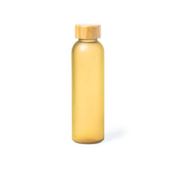 Bidón para sublimación de cristal con 500 ml de capacidad. Tapón a rosca de bambú y libre de BPA. Especialmente diseñada para marcaje en sublimación. Disponible en variada gama de colores mate. Presentado en caja individual de diseño kraft.Materiales como el bambú fomentan la utilización de materias primas naturales, reduciendo las emisiones contaminantes. Proviene de una planta de gran resistencia y versatilidad, con crecimiento y regeneración rápidos, siendo una excelente alternativa al uso de madera tradicional.