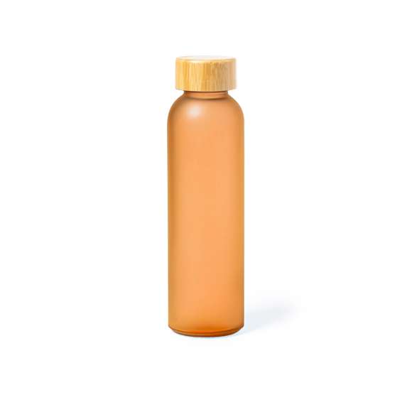 Bidón para sublimación de cristal con 500 ml de capacidad. Tapón a rosca de bambú y libre de BPA. Especialmente diseñada para marcaje en sublimación. Disponible en variada gama de colores mate. Presentado en caja individual de diseño kraft.Materiales como el bambú fomentan la utilización de materias primas naturales, reduciendo las emisiones contaminantes. Proviene de una planta de gran resistencia y versatilidad, con crecimiento y regeneración rápidos, siendo una excelente alternativa al uso de madera tradicional.