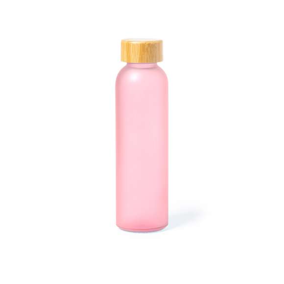 Bidón para sublimación de cristal con 500 ml de capacidad. Tapón a rosca de bambú y libre de BPA. Especialmente diseñada para marcaje en sublimación. Disponible en variada gama de colores mate. Presentado en caja individual de diseño kraft.Materiales como el bambú fomentan la utilización de materias primas naturales, reduciendo las emisiones contaminantes. Proviene de una planta de gran resistencia y versatilidad, con crecimiento y regeneración rápidos, siendo una excelente alternativa al uso de madera tradicional.