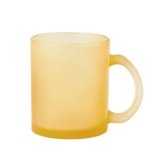 Taza de cristal con 350 ml de capacidad. Especialmente diseñada para marcaje en sublimación, y disponible en diversos colores mate. Presentada en caja individual kraft.