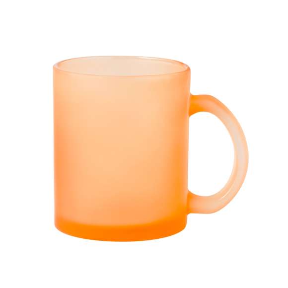 Taza de cristal con 350 ml de capacidad. Especialmente diseñada para marcaje en sublimación, y disponible en diversos colores mate. Presentada en caja individual kraft.
