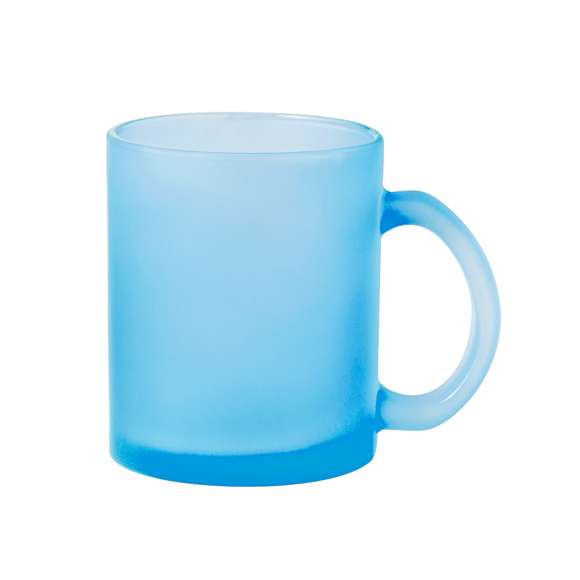 Taza de cristal con 350 ml de capacidad. Especialmente diseñada para marcaje en sublimación, y disponible en diversos colores mate. Presentada en caja individual kraft.