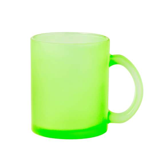 Taza de cristal con 350 ml de capacidad. Especialmente diseñada para marcaje en sublimación, y disponible en diversos colores mate. Presentada en caja individual kraft.