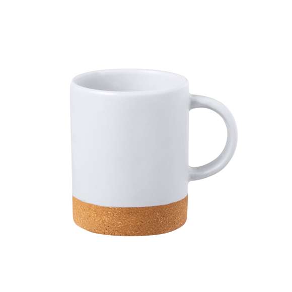 Taza de cerámica con 350 ml de capacidad. Distinguido diseño en combinación de cerámica con corcho, disponible en variada gama de colores mate. Presentada en caja individual acabado kraft.Elaborado con elementos vegetales para así fomentar la utilización de materias primas naturales y reducir las emisiones contaminantes.