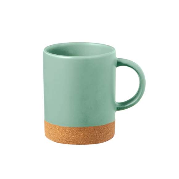 Taza de cerámica con 350 ml de capacidad. Distinguido diseño en combinación de cerámica con corcho, disponible en variada gama de colores mate. Presentada en caja individual acabado kraft.Elaborado con elementos vegetales para así fomentar la utilización de materias primas naturales y reducir las emisiones contaminantes.