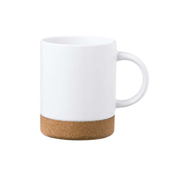 Taza para sublimación con 350 ml de capacidad. Distinguido diseño en combinación de cerámica con corcho, y especialmente diseñada para marcaje en sublimación. Presentada en caja individual acabado kraft.Elaborado con elementos vegetales para así fomentar la utilización de materias primas naturales y reducir las emisiones contaminantes.