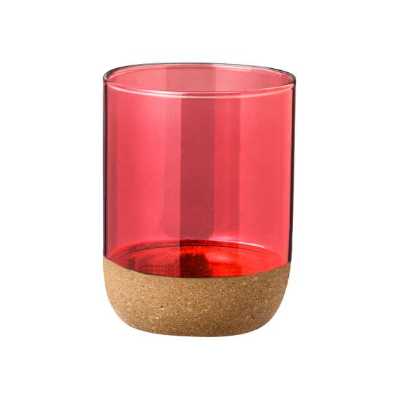 Vaso de cristal de borosilicato con 450 ml de capacidad. Distinguido diseño en combinación de cristal con corcho, en variada gama de colores translúcidos. Presentada en caja individual acabado kraft.Elaborado con elementos vegetales para así fomentar la utilización de materias primas naturales y reducir las emisiones contaminantes.Fabricado en cristal de borosilicato, que ofrece una resistencia y durabilidad excepcionales, alargando su vida útil y pudiendo ser reutilizado infinidad de veces.