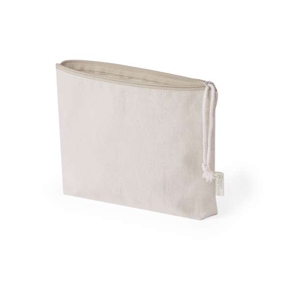 Neceser fabricado en 100% algodón reciclado en elegante tono natural. Compartimento principal con cierre de cremallera y cordón de transporte a juego. Incluye etiqueta exterior con logotipo algodón reciclado.
