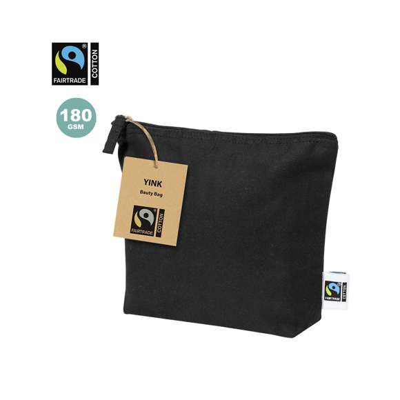 Neceser de línea nature, fabricado en 100% algodón en tono elegante negro. Con certificación Fairtrade (Comercio Justo) un sistema comercial solidario y alternativo al convencional que persigue el desarrollo de los pueblos y la lucha contra la pobreza. Compartimento principal con cierre de cremallera y tirador a juego, incluida etiqueta Fairtrade y etiqueta con logotipo en cartón reciclado.