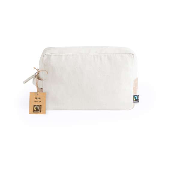 Neceser Fairtrade de línea nature, fabricado en algodón 100%. Compartimento principal con cierre de cremallera y tirador a juego, con laterales y base reforzados en yute. En elegante tono natural. Incluida etiqueta Fairtrade y etiqueta con logotipo en cartón reciclado.Con certificación Fairtrade (Comercio Justo), un sistema comercial solidario y alternativo al convencional que persigue el desarrollo de los pueblos y la lucha contra la pobreza.