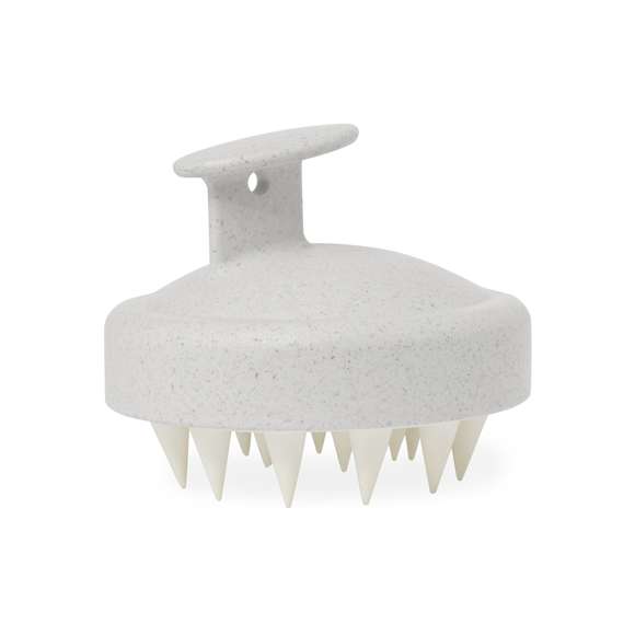 Cepillo masajeador para cuero cabelludo fabricado en caña de trigo. Eficiente emulsionador de champú para masajear placenteramente el cabello estimulando los capilares optimizando la limpieza con sus suaves púas en suave silicona. Presentado en caja individual de diseño kraft.La caña de trigo fomenta la utilización de materias primas naturales, reduciendo así las emisiones contaminantes.